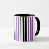 Purple Black White Stripes Pattern Design  マグカップ (正面右)