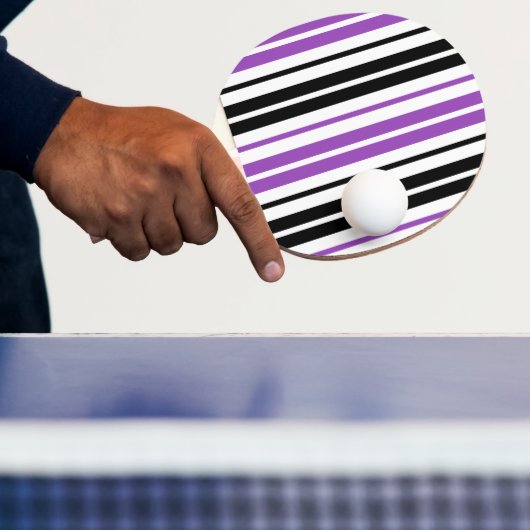 Purple Black White Stripes Pattern Design  卓球ラケット (インサイチュ)