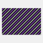 Purple, Black & White Stripes & Polka Dots Fun ラッピングペーパーシート (正面)