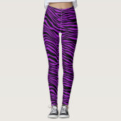 Purple Black Zebra Stripes レギンス (正面)