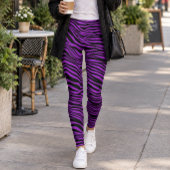 Purple Black Zebra Stripes レギンス