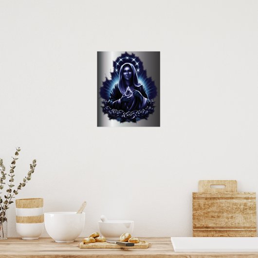 Purple Blessed Virgin Mary Print ポスター (キッチン)
