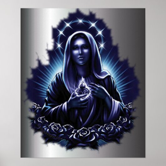 Purple Blessed Virgin Mary Print ポスター (正面)