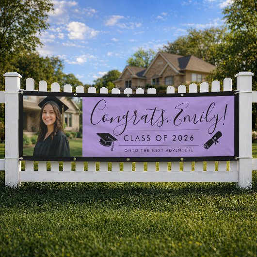 PURPLE & BLK 2026 | Graduation Banner with Photo 横断幕