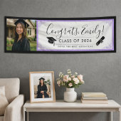 PURPLE & BLK ornate | Graduation Banner with Photo 横断幕
