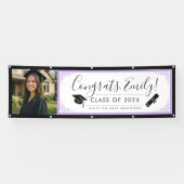 PURPLE & BLK ornate | Graduation Banner with Photo 横断幕 (横)