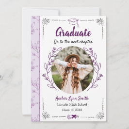 Purple Blossom Story Book Graduation 招待状