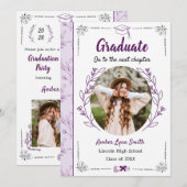 Purple Blossom Story Book Graduation 招待状 (正面/裏面)