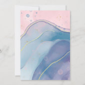 Purple Blue and Blush Pink Alcohol Ink Wedding 招待状 (裏面)