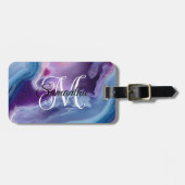 Purple Blue and Lavender Agate Geode ラゲッジタグ (正面横)