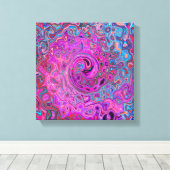 Purple, Blue and Red Abstract Retro Swirl キャンバスプリント (インサイチュ (ウッドフロア))