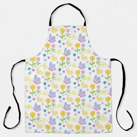 PURPLE & BLUE BUTTERFLIES & YELLOW FLOWERS エプロン (正面)
