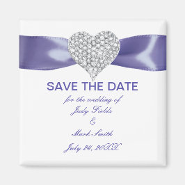 Purple Blue DiamondハートSave The Date Magnet マグネット