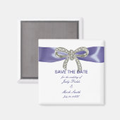 Purple Blue Diamond Bow Save The Date Magnet マグネット (正面/裏面)