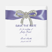 Purple Blue Diamond Bow Save The Date Magnet マグネット (正面)