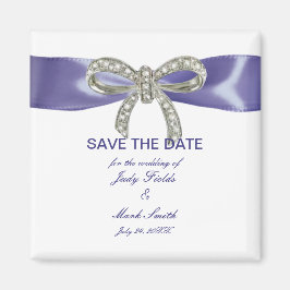 Purple Blue Diamond Bow Save The Date Magnet マグネット