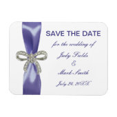 Purple Blue Diamond Bow Save The Date Magnet マグネット (横)