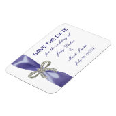 Purple Blue Diamond Bow Save The Date Magnet マグネット (左側)