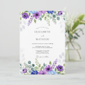 Purple Blue Ethereal Botanical Wedding 招待状 (スタンド正面)