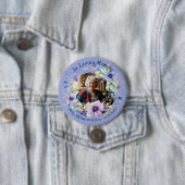 Purple Blue Floral Memorial Remembrance Photo 缶バッジ (インサイチュ)