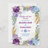 Purple & Blue Floral Watercolor Wedding Invitation 招待状 (裏面)