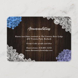 Purple Blue Floral Wedding Hotel Accommodation エンクロージャーカード