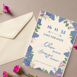 Purple Blue Floral Wedding Save the Date
