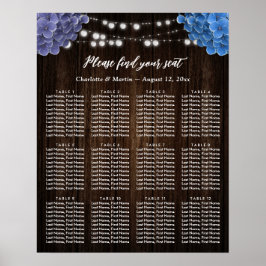 Purple Blue Floral Wedding Seating Chart 12 ポスター