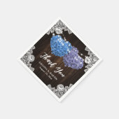 Purple Blue Floral Wood Lace Wedding Thank You  スタンダードカクテルナプキン (角)