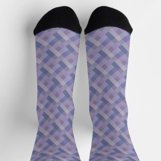 Purple Blue Geometric Pattern ソックス (上部)