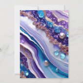 Purple Blue Glitter Marble Elegant Wedding 招待状 (裏面)