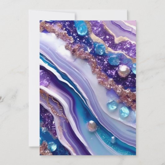 Purple Blue Glitter Marble Elegant Wedding 招待状 (裏面)