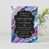 Purple Blue Glitter Marble Elegant Wedding 招待状 (スタンド正面)