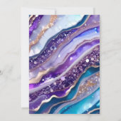 Purple Blue Glitter Marble Elegant Wedding 招待状 (裏面)