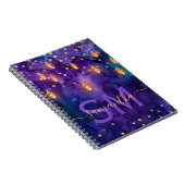 Purple & Blue Lantern Glow Monogram ノートブック (右側)
