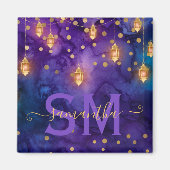Purple & Blue Lantern Glow Monogram マグネット (正面)