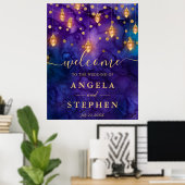Purple & Blue Lantern Glow Wedding ポスター (ホームオフィス)