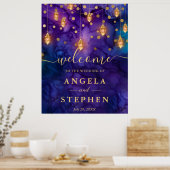 Purple & Blue Lantern Glow Wedding ポスター (キッチン)