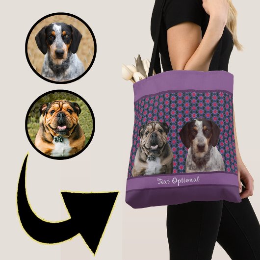 Purple Blue Modern Photo Gift Puppy Dog Lover Mom  トートバッグ