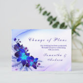 Purple Blue Orchid Wedding Change the Date Card (スタンド正面)