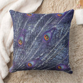 Purple Blue Peacock Feathers クッション (ブランケット)