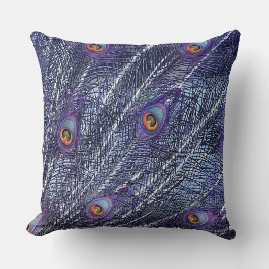 Purple Blue Peacock Feathers クッション (正面)