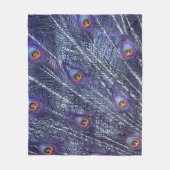Purple Blue Peacock Feathers Fleece Blanket フリースブランケット (正面)