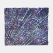 Purple Blue Peacock Feathers Fleece Blanket フリースブランケット (正面(横))