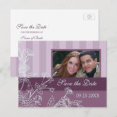 Purple Blue Photo Save the Date 結婚's Postcard 案内ポストカード (正面/裏面)