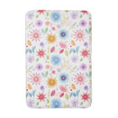 Purple Blue Pink Boho Wildflower バスマット (正面縦)