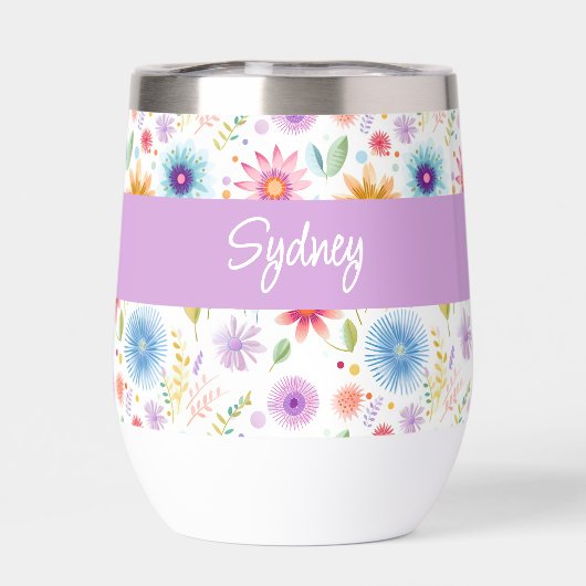 Purple Blue Pink Boho Wildflower Personalized  (背面)