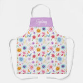 Purple Blue Pink Boho Wildflower Personalized  エプロン (正面)