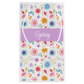 Purple Blue Pink Boho Wildflower Personalized  スモールペーパーバッグ (裏面)