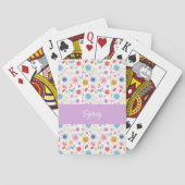 Purple Blue Pink Boho Wildflower Personalized  トランプ (裏面)